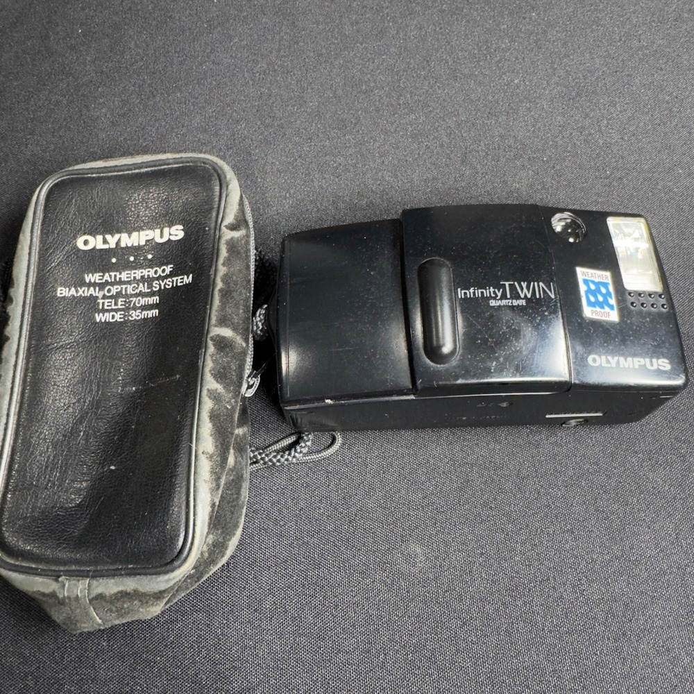 Olympus Infinity TWIN Quartz Date Film Camera Weatherproof 35mm 70mm Dual Lens